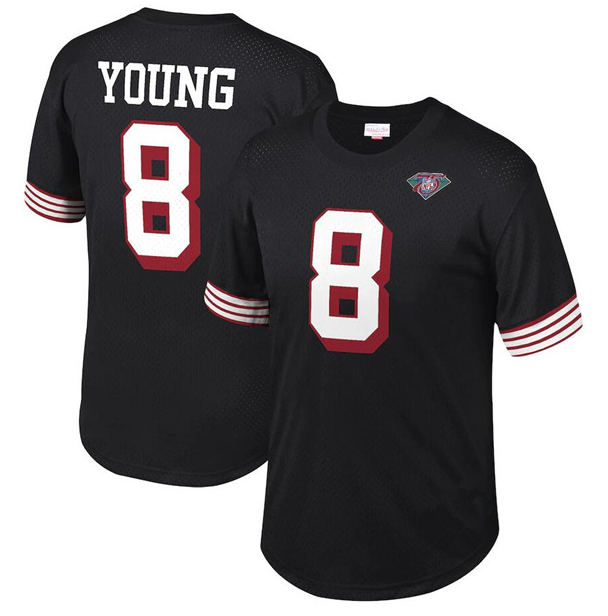 Men's San Francisco 49ers #8 Steve Young Black Stitched Jersey